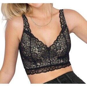 Leonisa Bra 34B Sexy Black Lace‎ Lingerie Bustier Padded Lined Designer